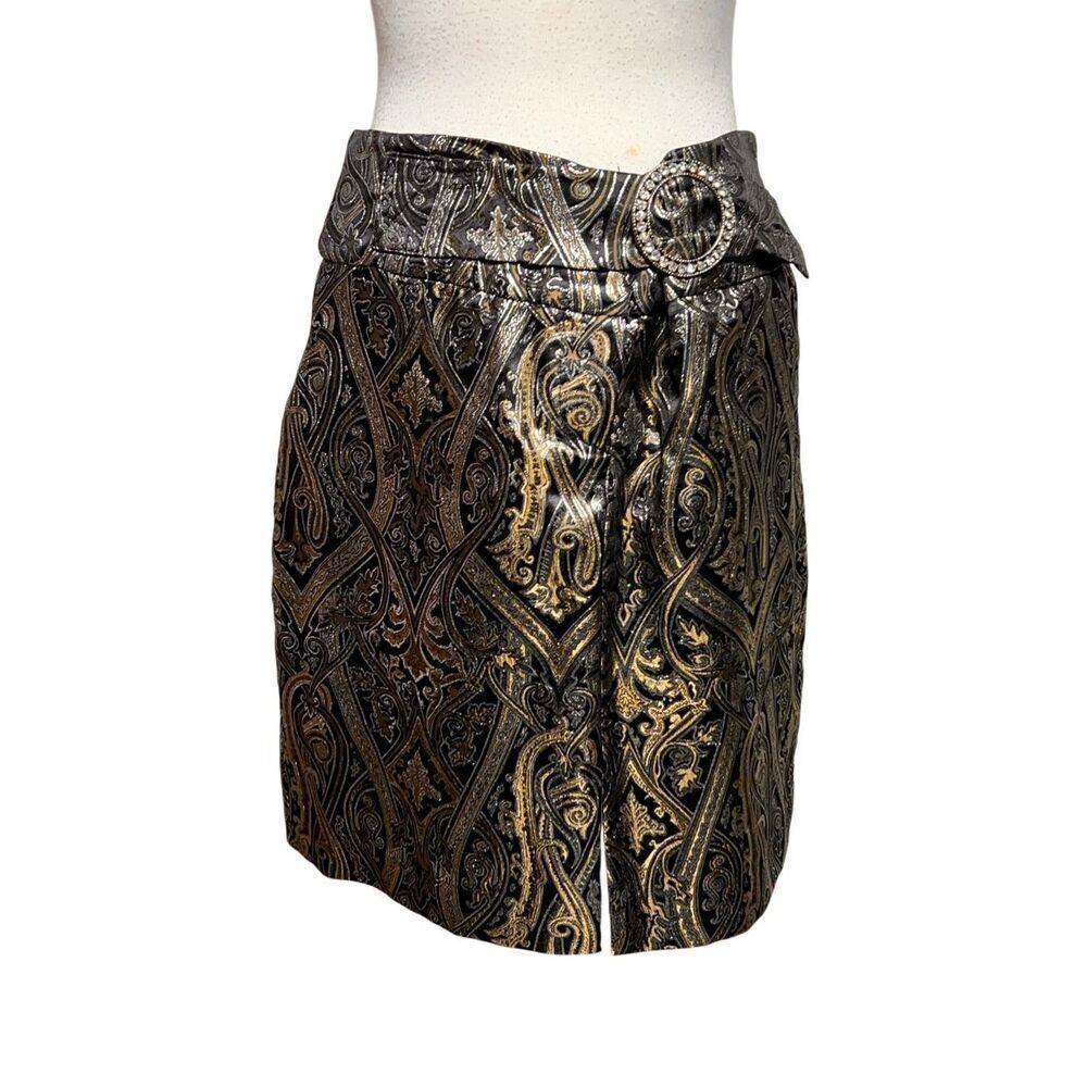 Cache Flashy Metallic Pencil Skirt Size 6